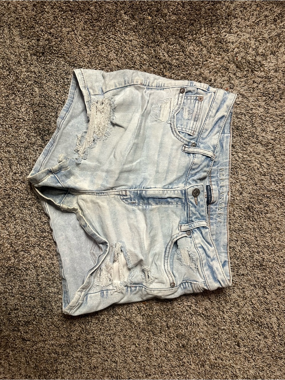 American Eagle Outfitters Light Blue Distressed Denim Shorts